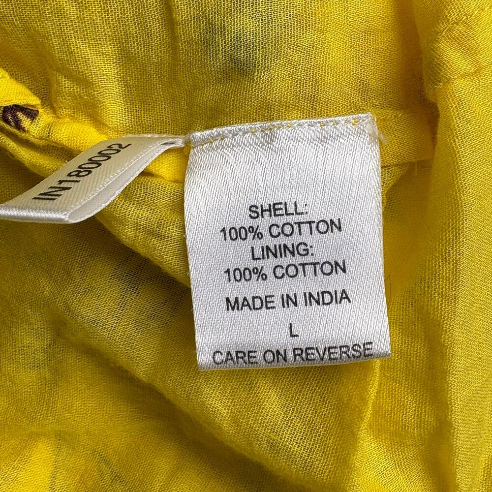 Happy Nature Yellow Floral Ruffle Romantic Boho Hippie Country Dress Womens Sz L - Picture 5 of 6